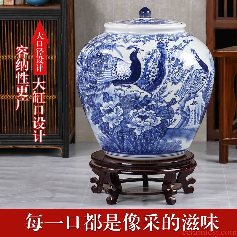 Jingdezhen blue and white porcelain tea pot size 40 heavy bread ceramic pot 10 jins puer tea pot of large capacity giant