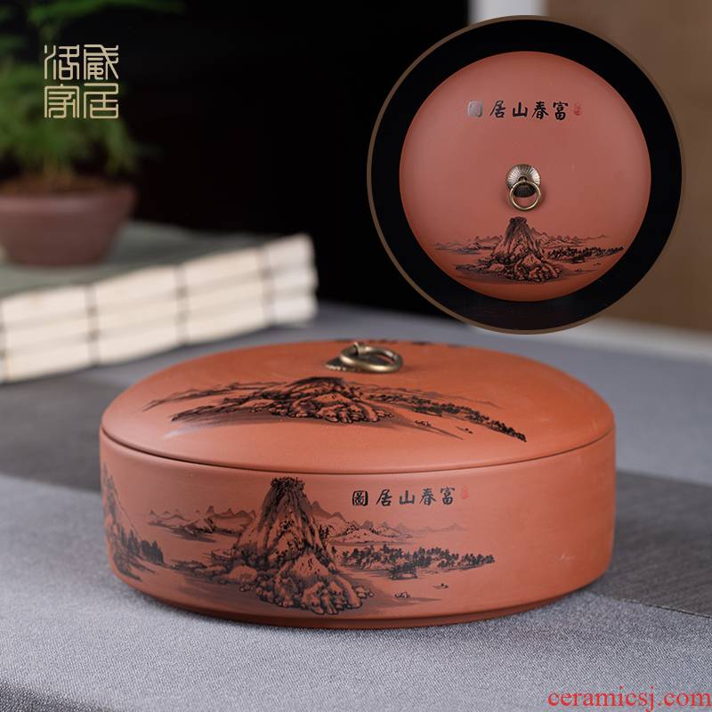 , large violet arenaceous caddy fixings seal pot household receives the receive puer tea cake boxes, tea boxes storage jar