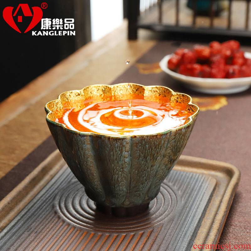Recreational taste pure manual cup purple sand tire building golden cup lamp cup 24 k kung fu tea set glaze fellowship jinzhan cups