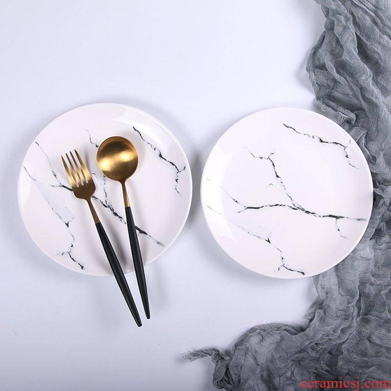 The kitchen ceramic plate creative new marble plates set tableware dinner plate household compote ins bowl