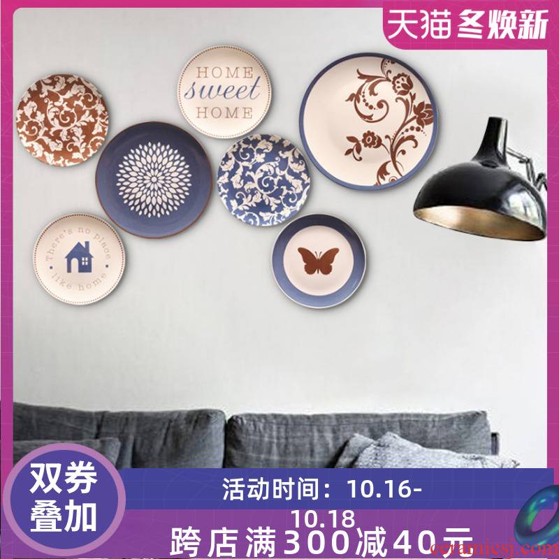 Creative hang dish wall act the role of ceramic wall act the role ofing background wall combination example room decoration pendant wall decoration on the wall
