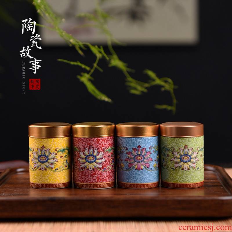 The Story of pottery and porcelain tea pot with mini portable storage receive moisture - proof seal pot tea tea storehouse with zero