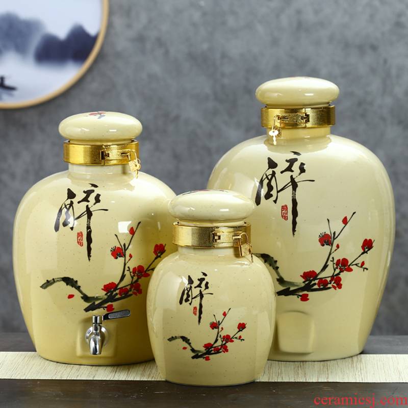 Jingdezhen ceramic bottle wine wine jar jar sealing hip 10 jins 30 jins 50 pounds with leading wine VAT