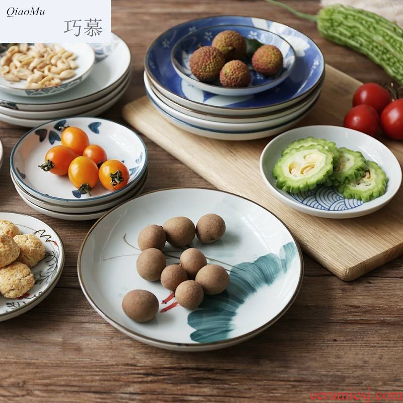 Qiao mu breakfast tray and wind under glaze color porcelain plate sushi plate cake dab of disc fruit bowl bowl dishes taste