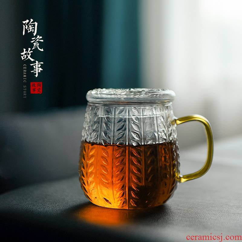 Ceramic story glass separation water cup tea tea cups with cover filter household hammer cup individual cup