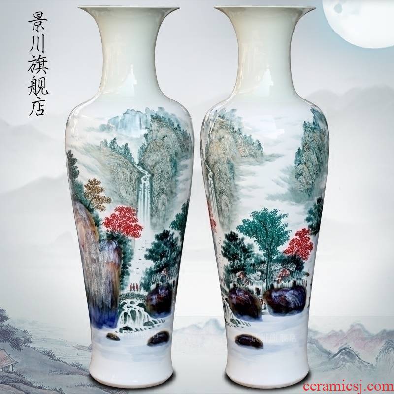 Jingdezhen ceramic bottle handicraft furnishing articles hand - made scenery south xiuse of large vase decoration opening gifts