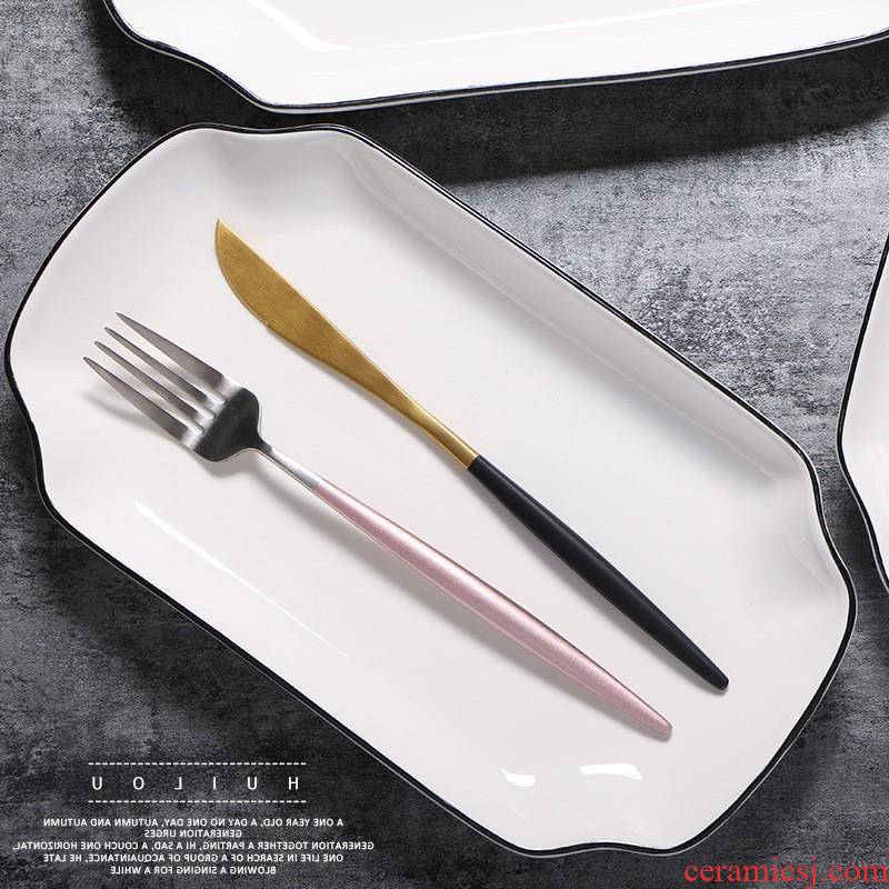 The Nordic kitchen ceramic plate contracted The black fish plate hotel plate ceramic tableware bowls plates suit custom
