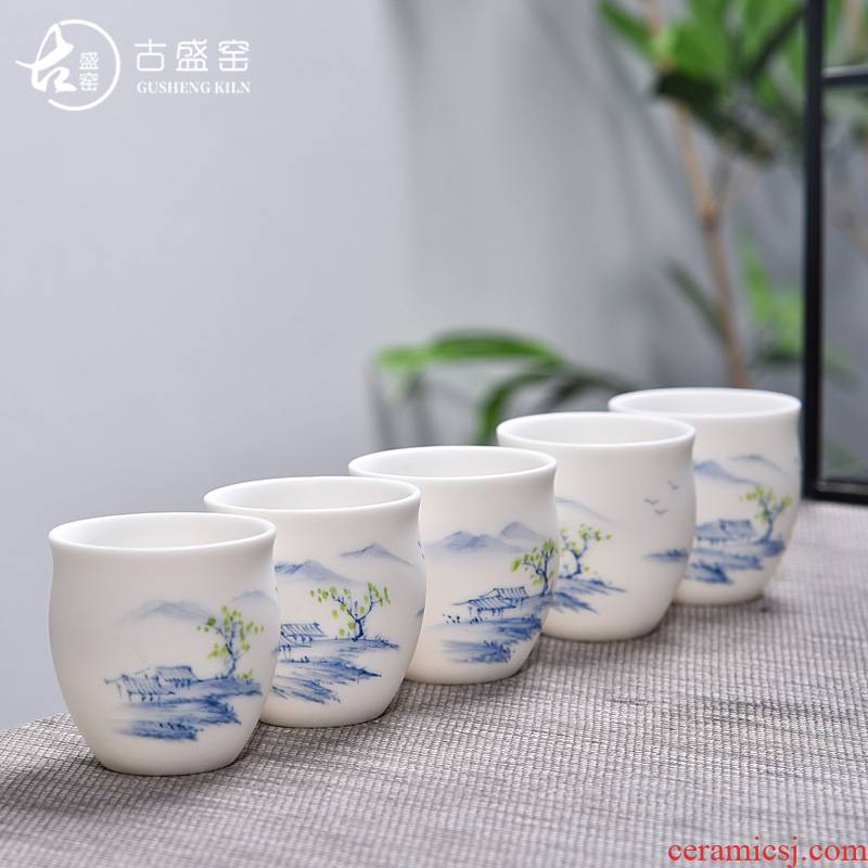 Ancient sheng hand dehua up new boy only pure white jade porcelain high - white tea kungfu master CPU