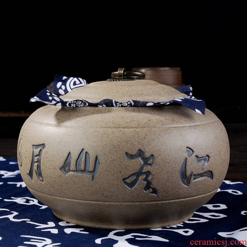 Shadow enjoy coarse pottery tea urn anaglyph tea boxes detong puer tea pot seal rock, mud caddy fixings large - sized DCXH
