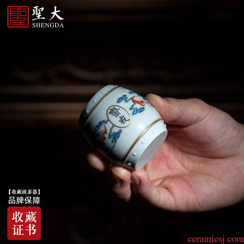 Holy big ceramic cover rear hand - made enamel paint fast cloud bat cover all hand jingdezhen kung fu tea accessories