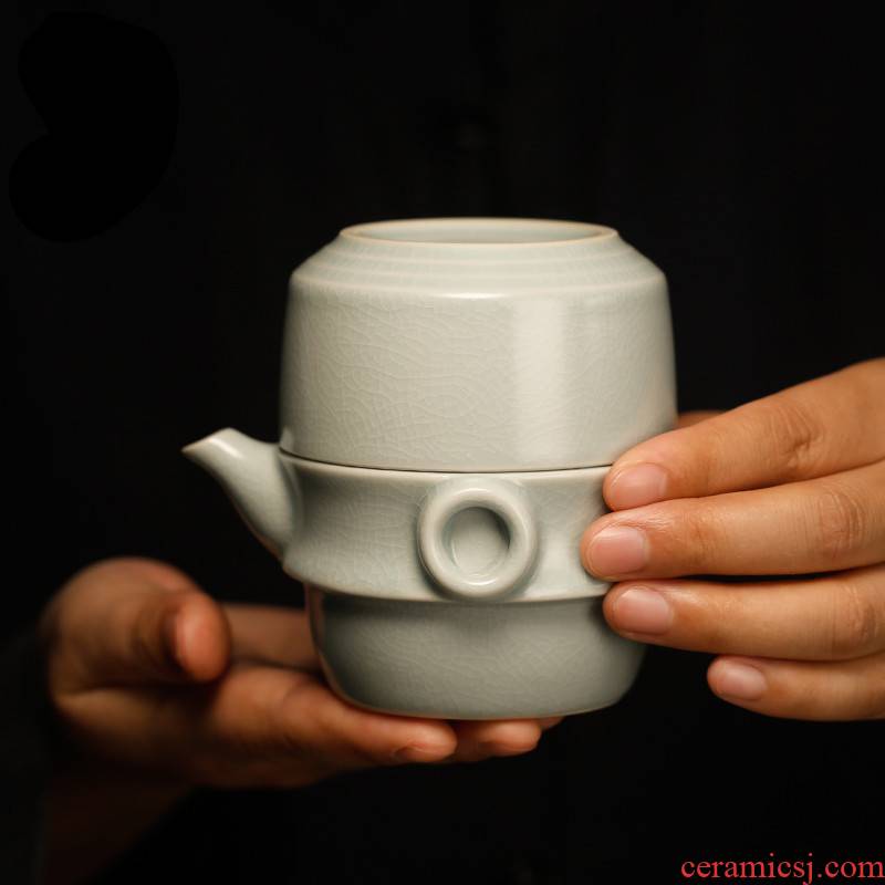 . Poly real boutique scene. Jingdezhen your up crack cup travel a pot of a cup of tea set suit portable hand grasp pot