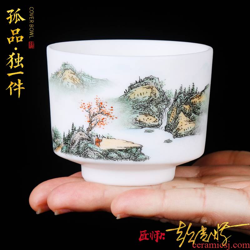 The Master artisan fairy orphan works TaoXi hand - made ceramic cup Master jade ceramic cups household sample tea cup kung fu tea cups