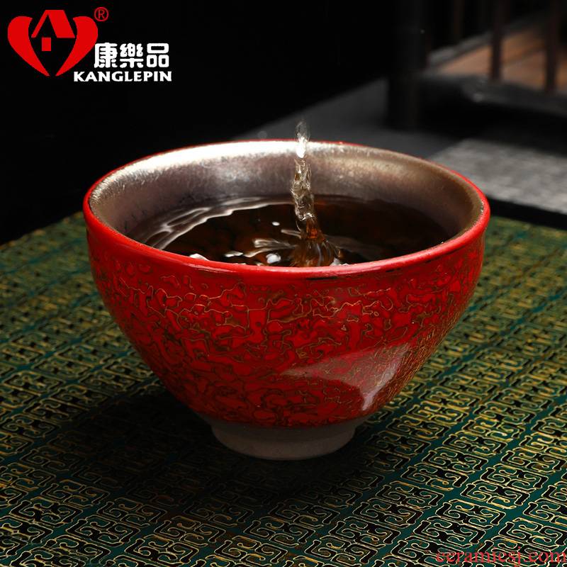 Recreational products built beam lamp cup expressions using Chinese lacquer process red gold oil droplets beam of the folding of the ceramic cup expressions using expressions using the master cup of tea