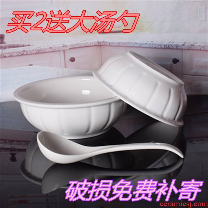 9 inches ceramic big household large soup tureen ancient hotels white soup bowl microwave tableware