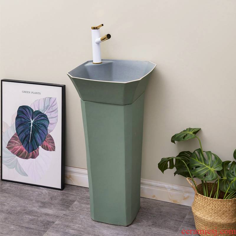Green square ceramic one - piece floor pillar basin of household toilet lavatory contracted Nordic lavabo