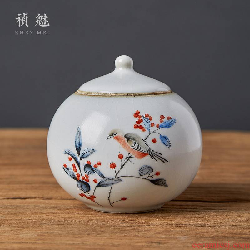 Shot incarnate your up hand - made painting of flowers and kung fu tea tea caddy fixings jingdezhen ceramics accessories home and POTS