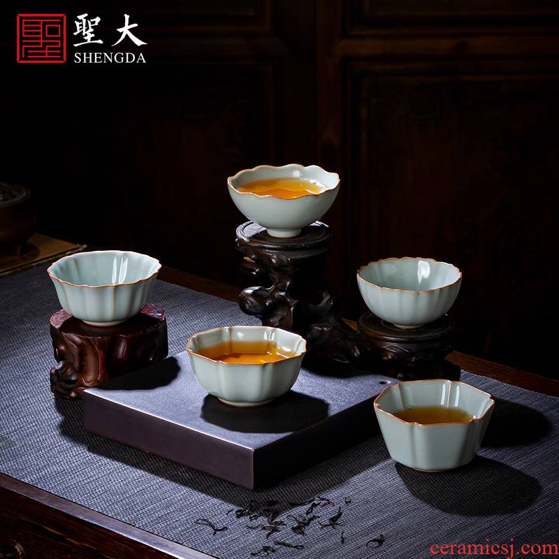 Holy big ceramic kunfu tea sample tea cup by hand the up and the secret color porcelain flowers koubei masters cup of jingdezhen tea service by hand