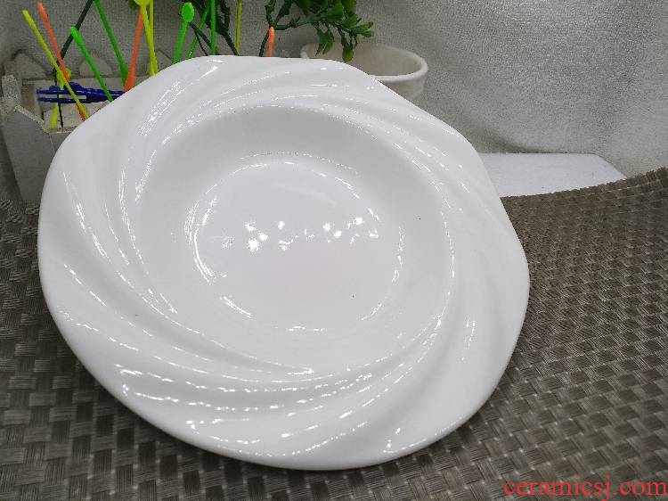 Pure white dish dish dish creative household irregular shaped deep dish dumplings move soup plate plate plate of ceramic plate