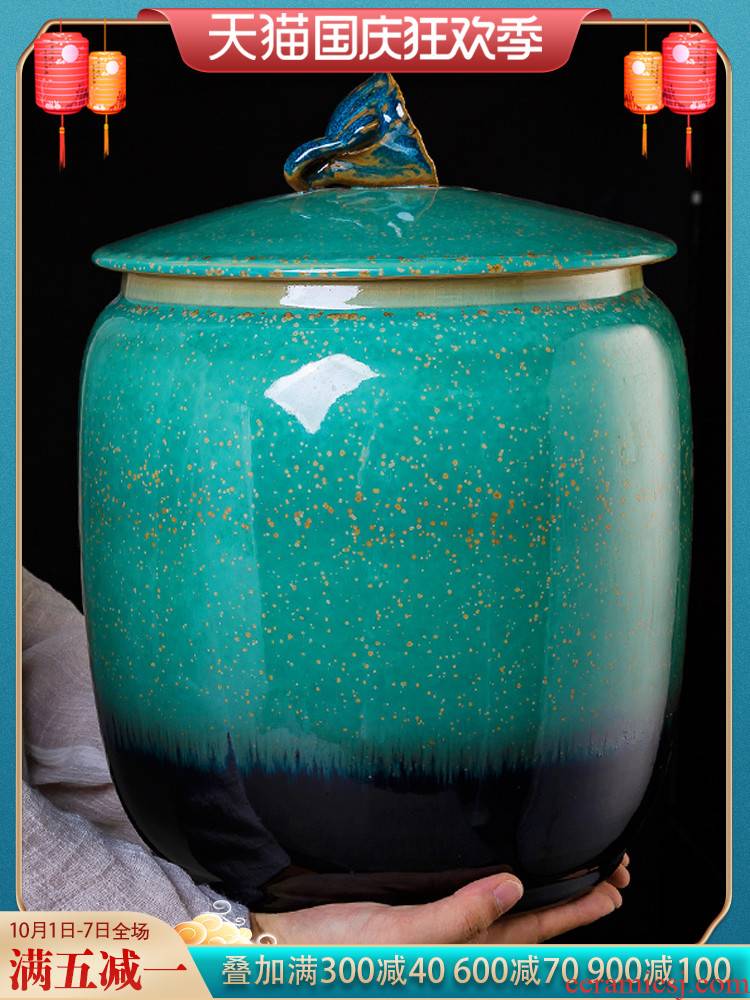 Jingdezhen ceramic up pu 'er tea pot large seal pot home heavy moisture storage tank is large