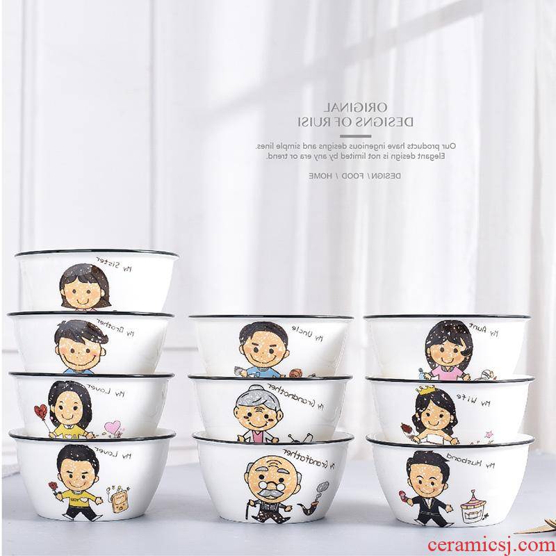 The kitchen family parent - child tableware ceramic bowl bowl family and lovely children eat bread and butter for a family of four bowls