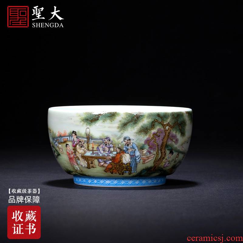 Santa teacups hand - made ceramic kungfu character pastel Chen banquet master sample tea cup lamp cup of jingdezhen tea service