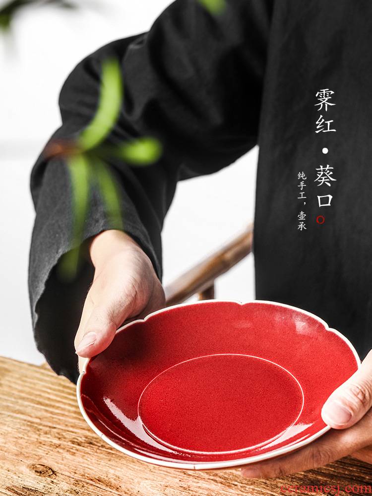 Jingdezhen pot of bearing dry Taiwan Japanese ji red glaze water ceramic tea ChengChun manual household utensils accessories restoring ancient ways