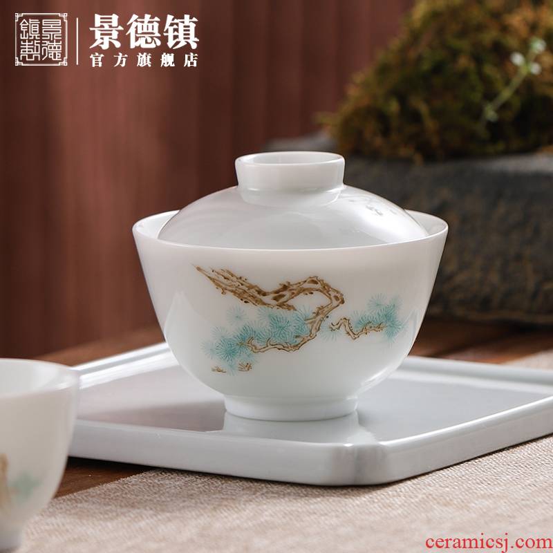 Jingdezhen flagship store ceramic kung fu tea set hand - made ching tea three tureen fair keller cups