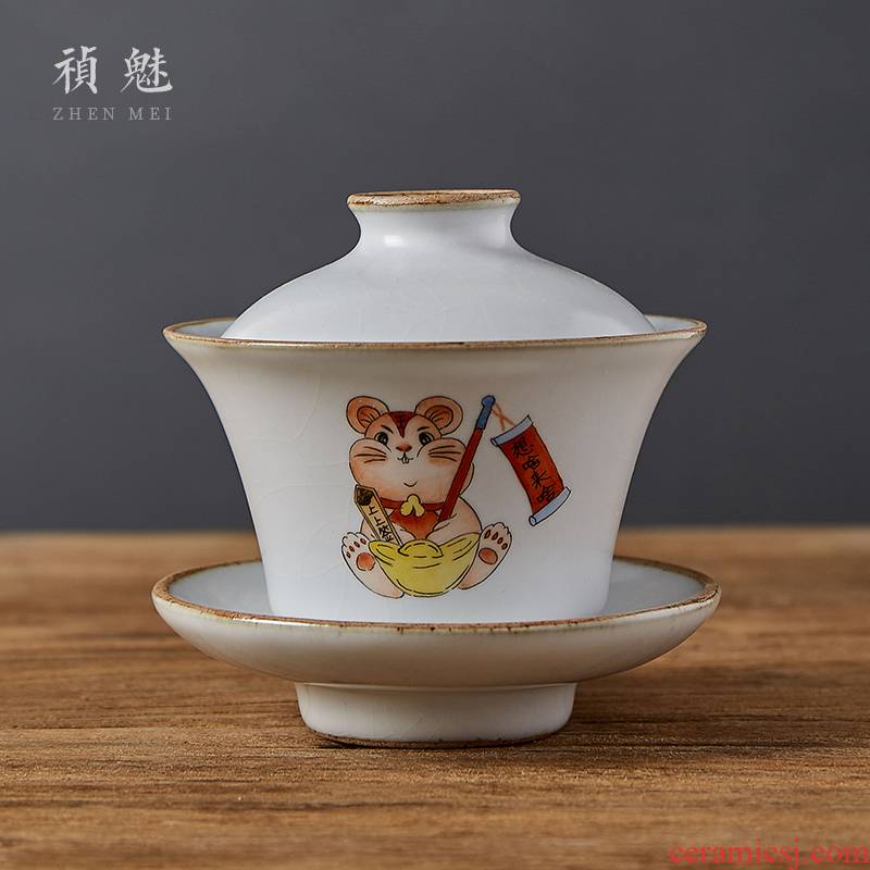 Jingdezhen ceramics by hand all three just tureen cup your up hand - made kung fu tea tea bowl cover cup