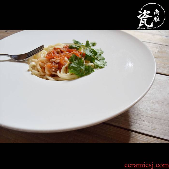 Contracted white straw tableware ceramic plate plate of pasta dish disc western - style food dish soup plate deep UFO home plate