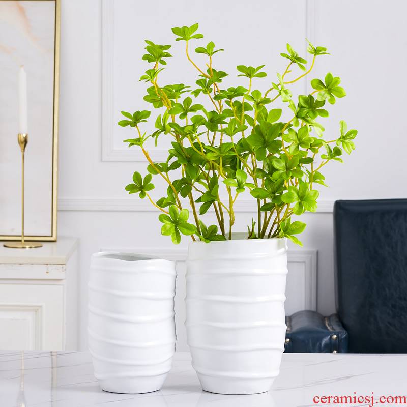 White ceramic vase furnishing articles creative fashion household Nordic dried flower flower arranging flower art table sitting room adornment flowers