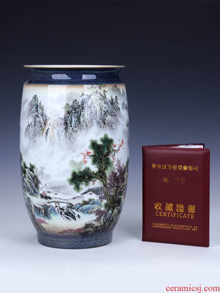 Jingdezhen big lucky bamboo vase water raise wide expressions using ceramic landscape place small living room home decoration flower arrangement