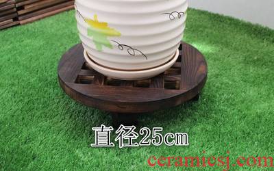 Flowerpot holder, flower flower towing bracket wood bottom pull flower pot tray is durable belt pulley tray tray interior contracted base