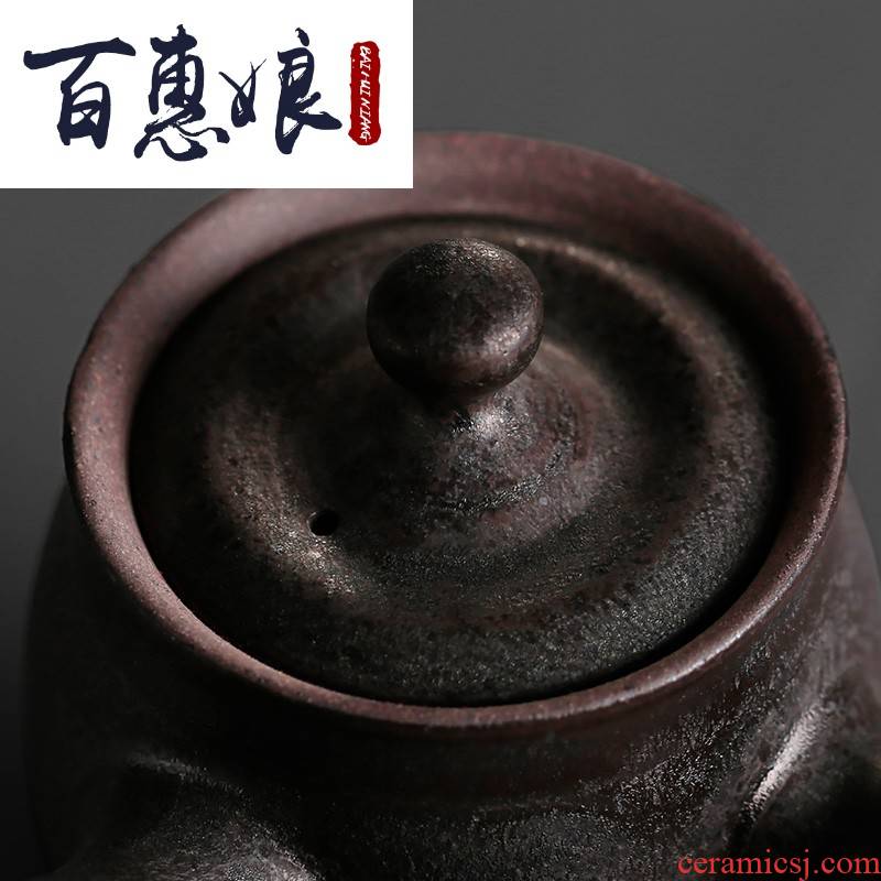 (niang Japanese side pot of coarse pottery teapot kung fu tea set single pot of boiled ceramic teapot restoring ancient ways of black tea