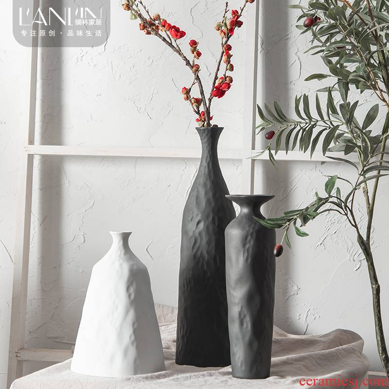 The Nordic idea contracted ins wind ceramic vase living room table dry flower arranging flowers white light modern key-2 luxury vase