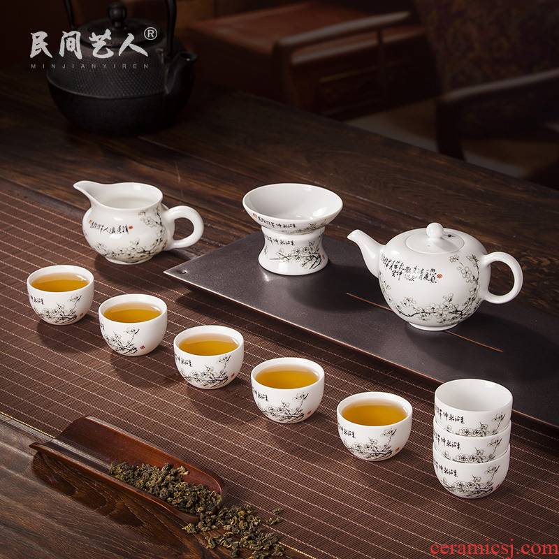 Packages mailed on the glaze color of jingdezhen ceramic kung fu tea set fair a complete set of the teapot cup household gift porcelain cups
