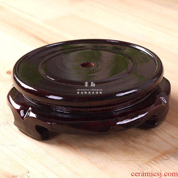 097 jingdezhen decorative vase tank rotating base circle multi - function flowerpot shelf parts carving furnishing articles