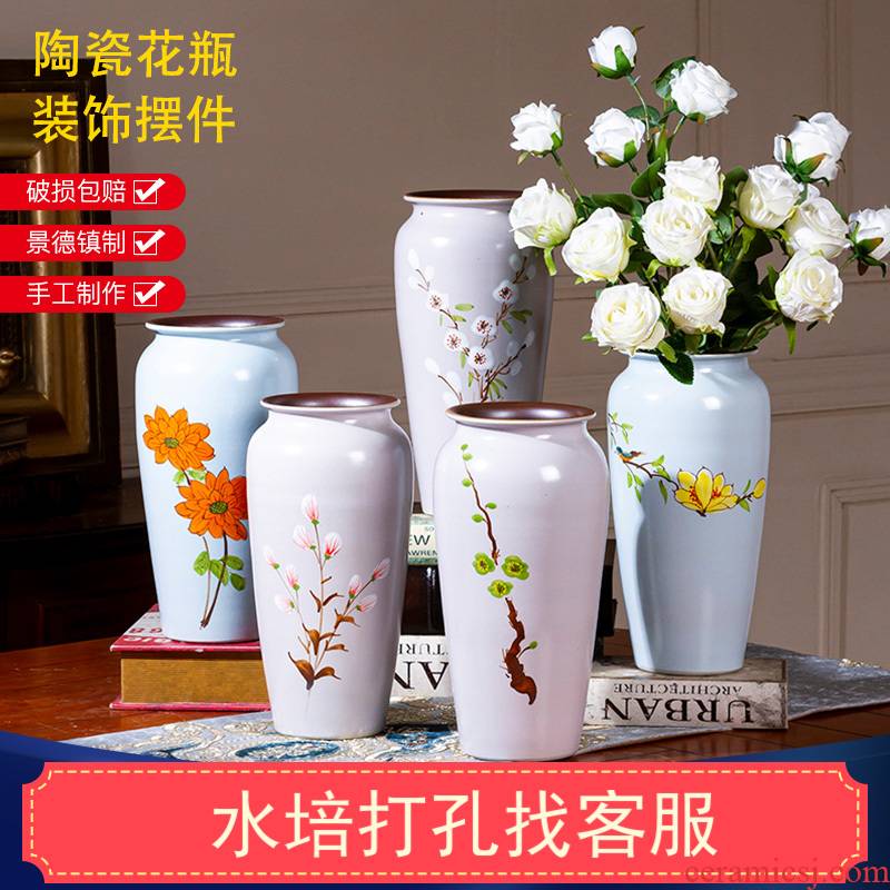 New Chinese style is I hand - made of rural contracted jingdezhen ceramic vase light key-2 luxury furnishing articles custom floral outraged sitting room adornment
