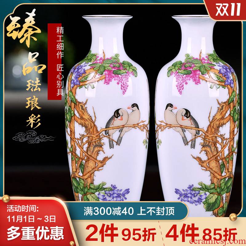 Archaize of jingdezhen ceramics powder enamel vase small flower arranging Chinese style household adornment desktop furnishing articles rich ancient frame