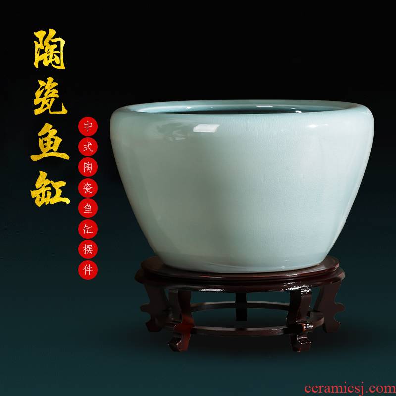 Jingdezhen ceramics basin of archaize goldfish turtle cylinder extra large water lily cylinder courtyard sitting room adornment is placed