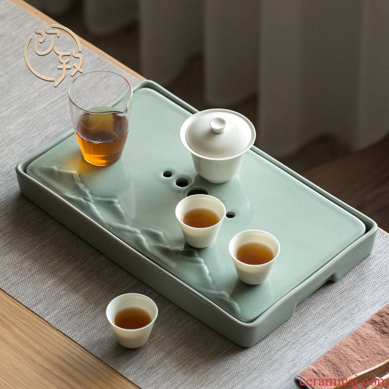 Ultimately responds to small ceramic tea tray household small dry tea saucer plate of Japanese sea water dry plate of kung fu tea tea