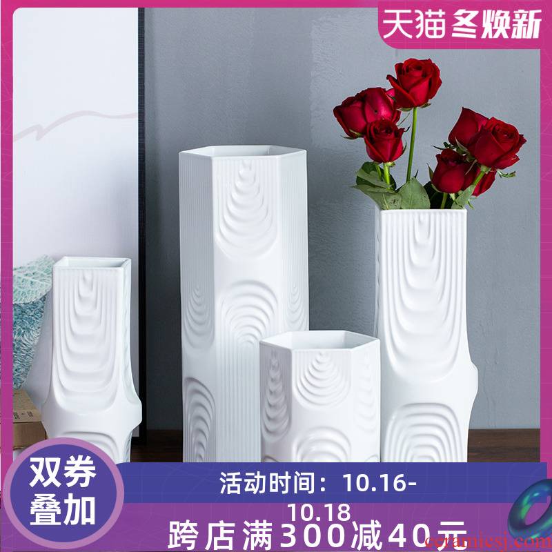 White creative ceramic vase furnishing articles dried flower arranging flowers I and contracted sitting room TV cabinet decoration home decoration