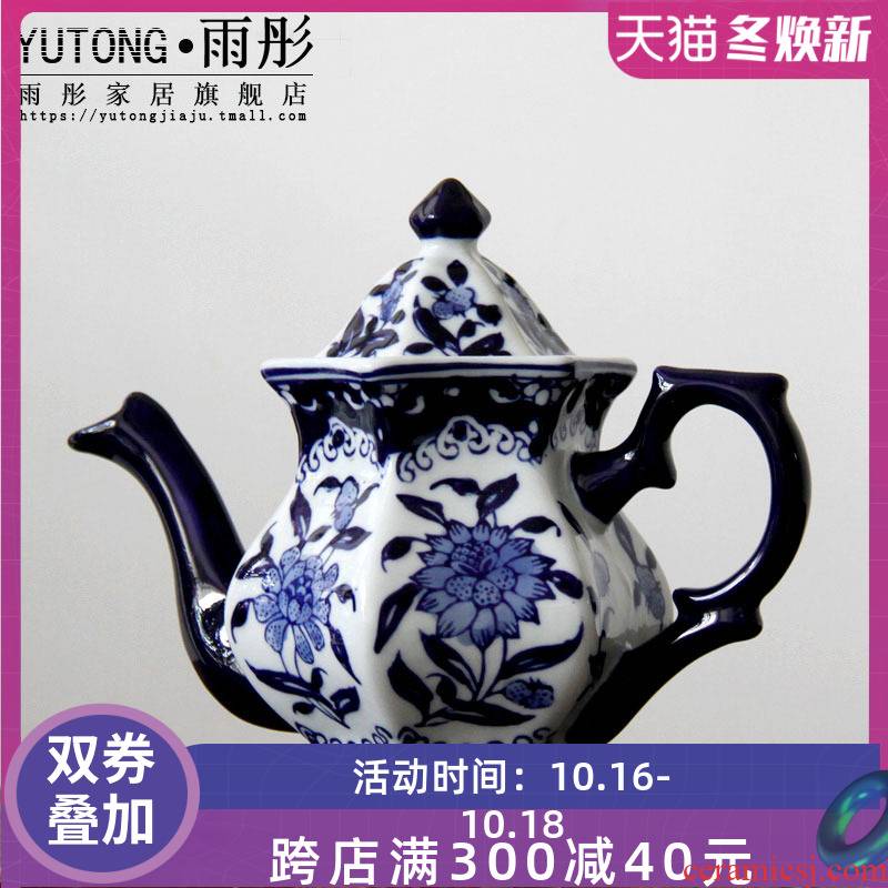Blue and white porcelain of jingdezhen ceramics diamond coffee pot pot pot of cold boiled water