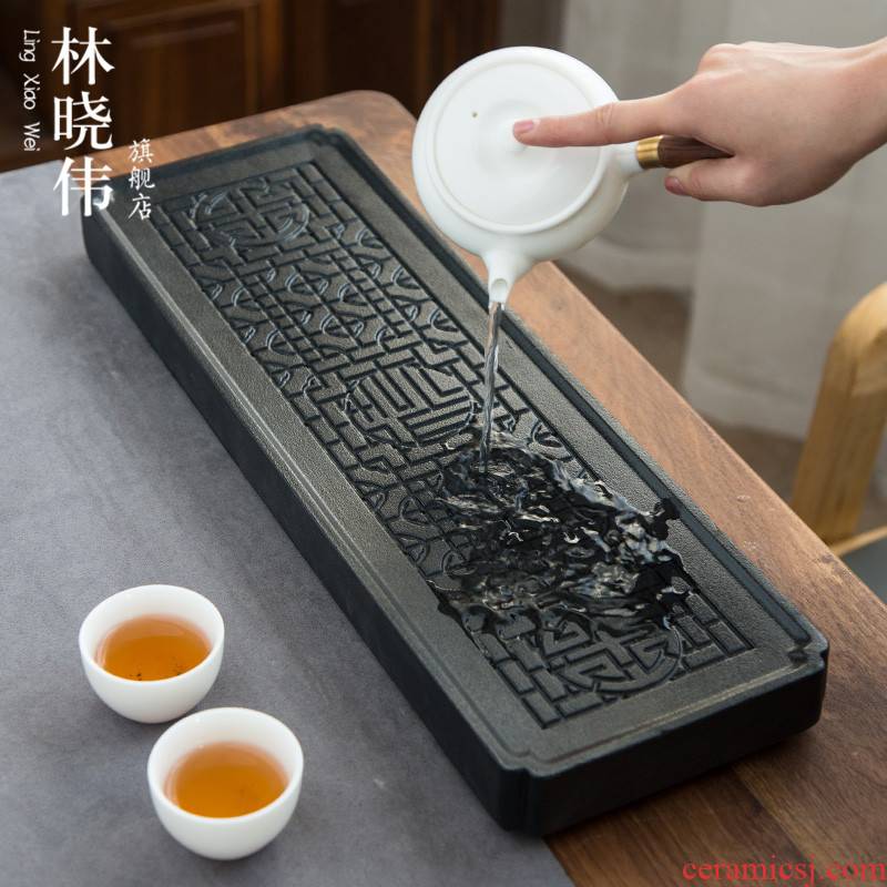 Small tea table ceramic tea tray rectangle zen airing of black plate of kung fu tea set household Japanese tea sea contracted
