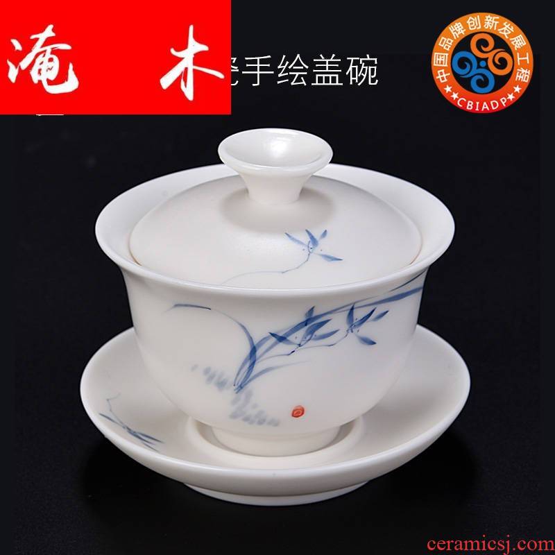 Submerged wood gode hand - made white porcelain tureen ceramic cups large only three bowl dehua kung fu tea tea set