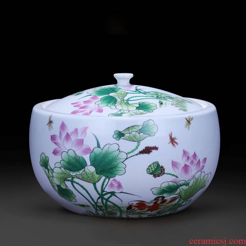 Jingdezhen ceramics storage jar with a lid barrel oil jar caddy fixings 5 jins of home furnishing articles kitchen supplies