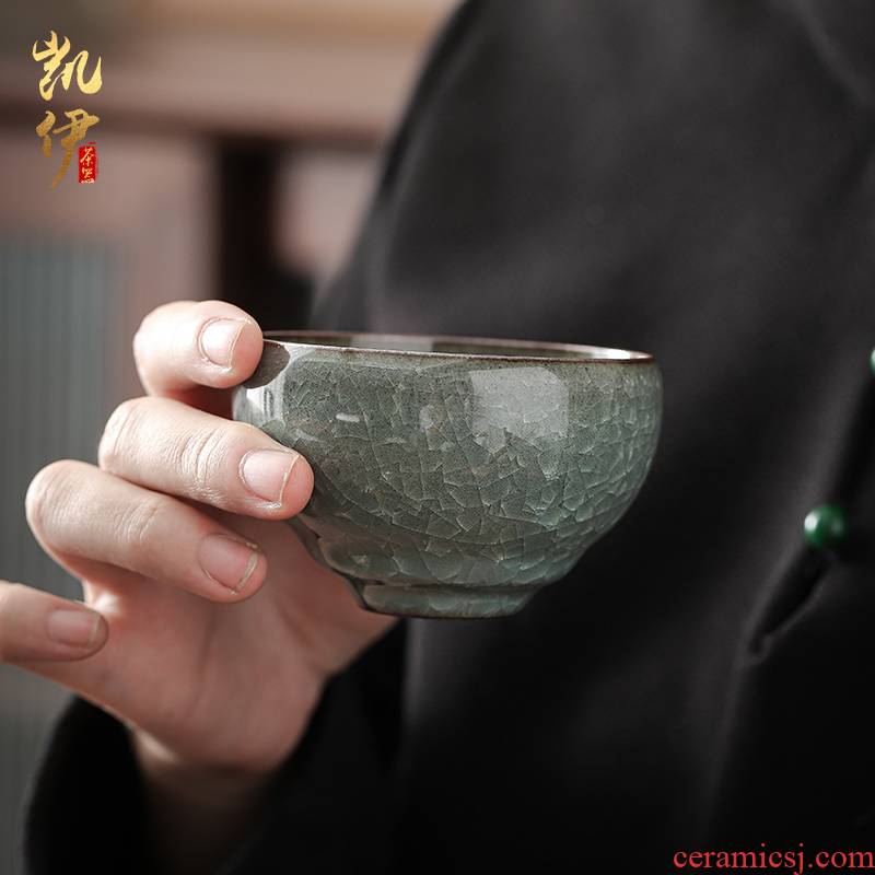 Zeng, Guangxu celadon ice crack of zen lamp that kung fu tea cup tea cup master cup of household ceramic sample tea cup individuals