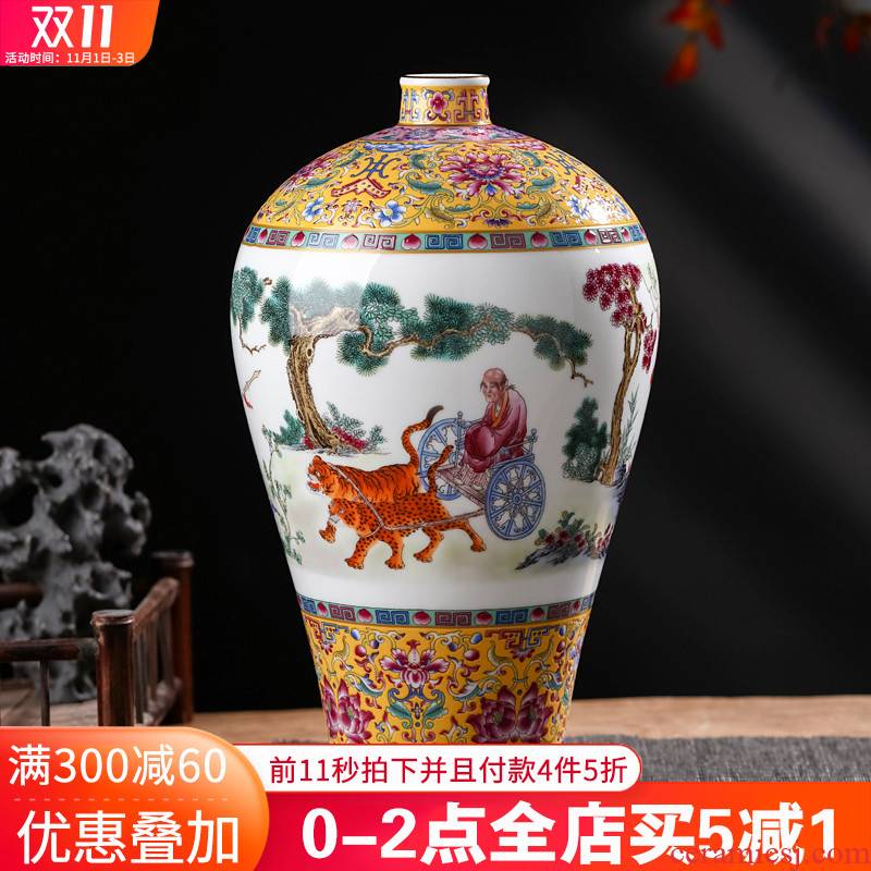 Archaize of jingdezhen ceramics powder enamel guiguzi down the vase mei bottles of Chinese style living room home furnishing articles