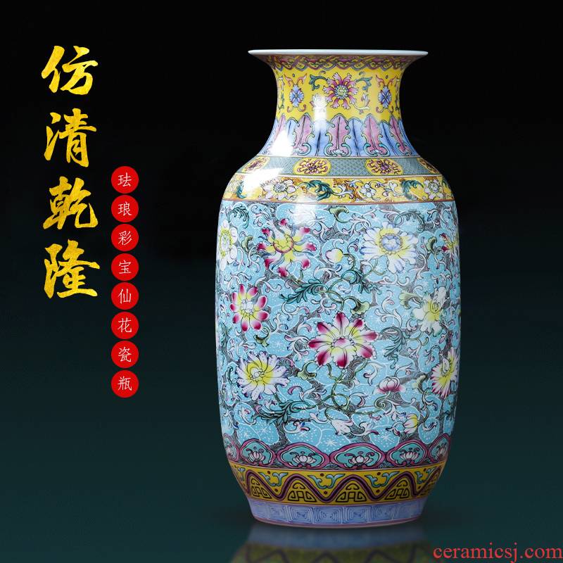 Jingdezhen porcelain ceramic colored enamel large vases, flower arranging place of new Chinese style household living room TV cabinet decoration