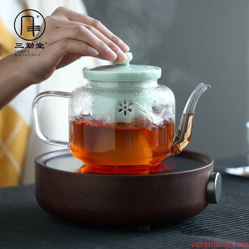 The three regular steam glass teapot high borosilicate glass teapot tea steamer ceramic bladder curing boil tea