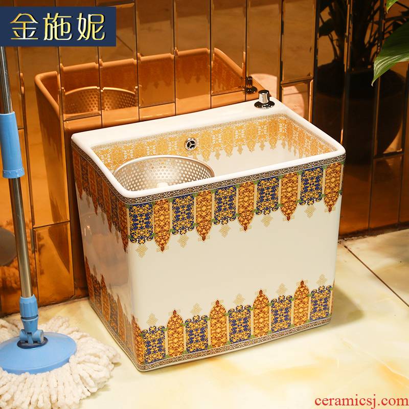The balcony large ceramic mop mop pool of household toilet bath mop pool floor small cistern